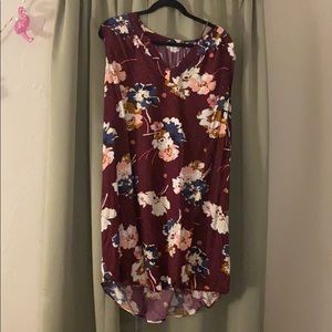 Burgundy Sleeveless Dress 100% Viscose XXL